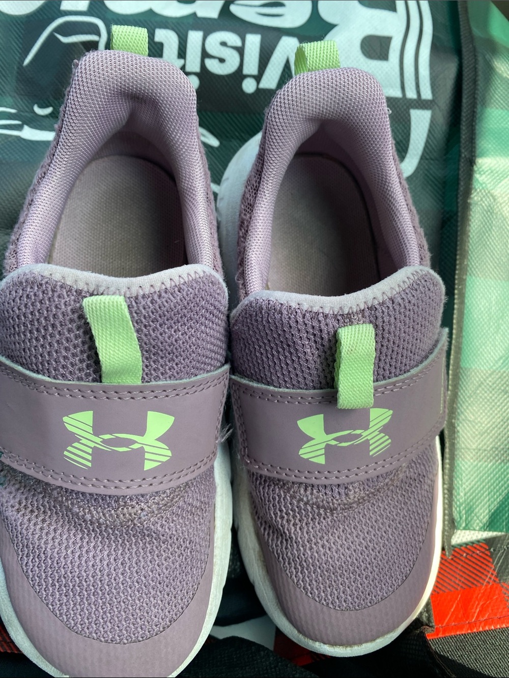 Under Armour Kids Slip-On Sneakers in Lavender with Lime Accents